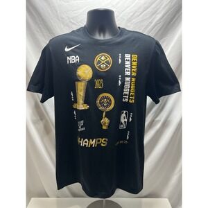 Nike NBA Denver Nuggets Champion T Black Mens Medium Basketball Athletic Shirt